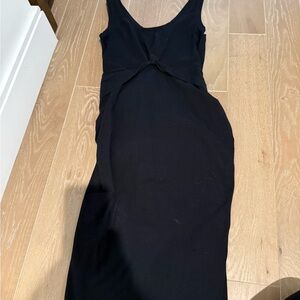 Classic Black Twist-Front Bodycon Maternity Dress